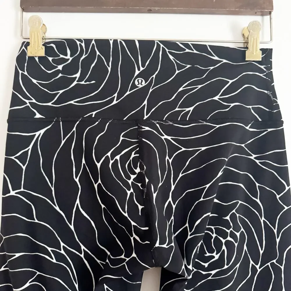 LULULEMON Wunder Under Crop Leggings Radiate Rose Alpine White Black 8